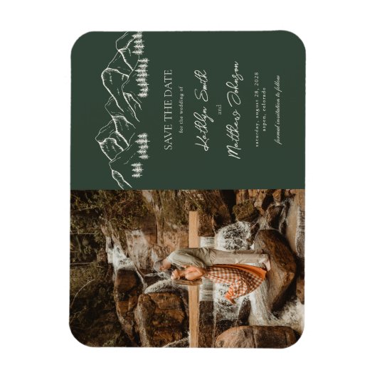 Berg Outdoor Sage Grüne Hochzeit retten das Datum Magnet (Vertikal)