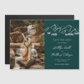 Berg Outdoor Sage Grüne Hochzeit retten das Datum Magneteinladung (Vorne/Hinten)