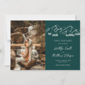 Berg Outdoor Sage Grüne Hochzeit retten das Datum Magneteinladung (Vorderseite)