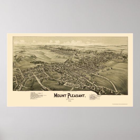 Berg Pleasant, PA Panorama Karte - 1900 Poster (Vorne)