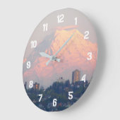 Berg Rainier Alpenglow Landschaft Große Wanduhr (Winkel)