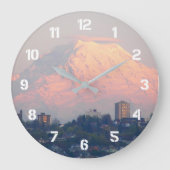 Berg Rainier Alpenglow Landschaft Große Wanduhr (Vorderseite)