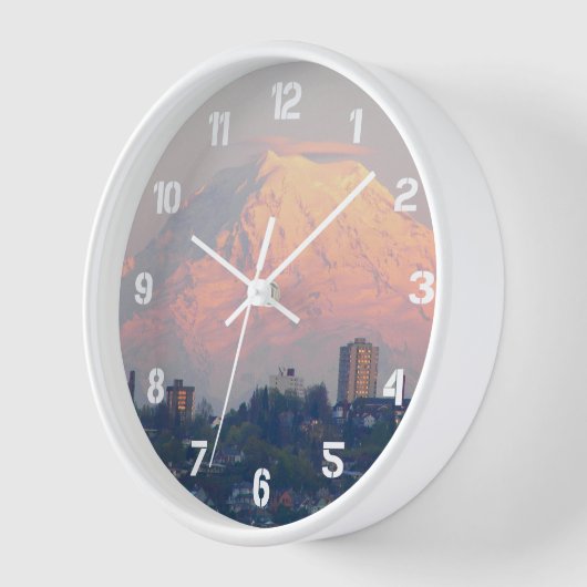 Berg Rainier Alpenglow Landschaft Wanduhr (Winkel)