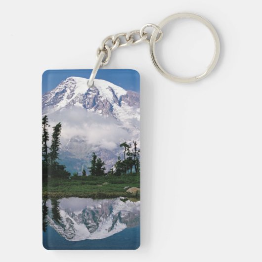 Berg Rainier in einer Bergbahn Schlüsselanhänger (Rückseite)