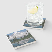 Berg Rainier in einer Bergbahn Steinuntersetzer (Seitenansicht)