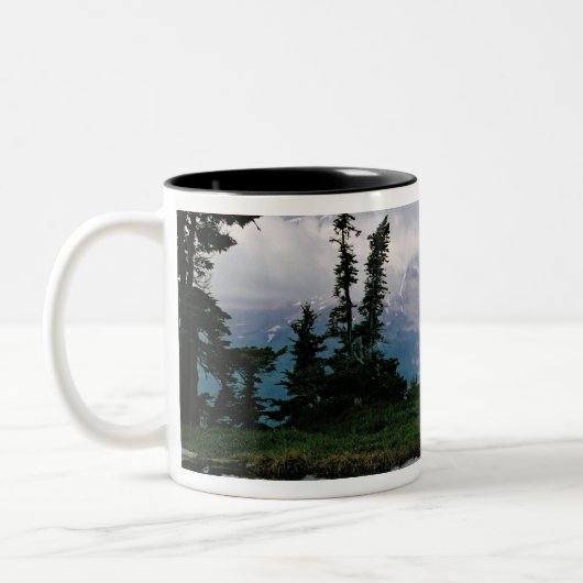 Berg Rainier in einer Bergbahn Zweifarbige Tasse (Links)
