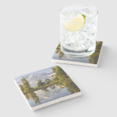 Berg Rainier reflektiert in einer Torte bei Plumme Steinuntersetzer (Seitenansicht)