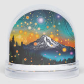 Berg Rainier und Fireflies bei Sonnenaufgang Schneekugeln (Vorderseite)