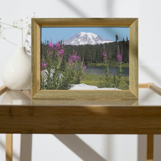 Berg Rainier und Wildblumen Landschaftliche Landsc Fotodruck