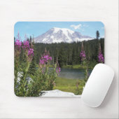 Berg Rainier und Wildblumen Landschaftliche Landsc Mousepad (Mit Mouse)