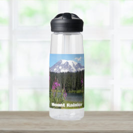 Berg Rainier und Wildblumen Landschaftliche Landsc Trinkflasche
