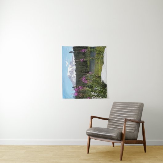 Berg Rainier und Wildblumen Landschaftliche Landsc Wandteppich (Beispiel)