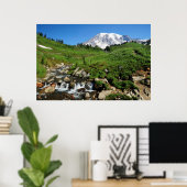 Berg Rainier, Wasserfall, schneebedeckt Poster (Heimbüro)