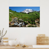Berg Rainier, Wasserfall, schneebedeckt Poster (Küche)