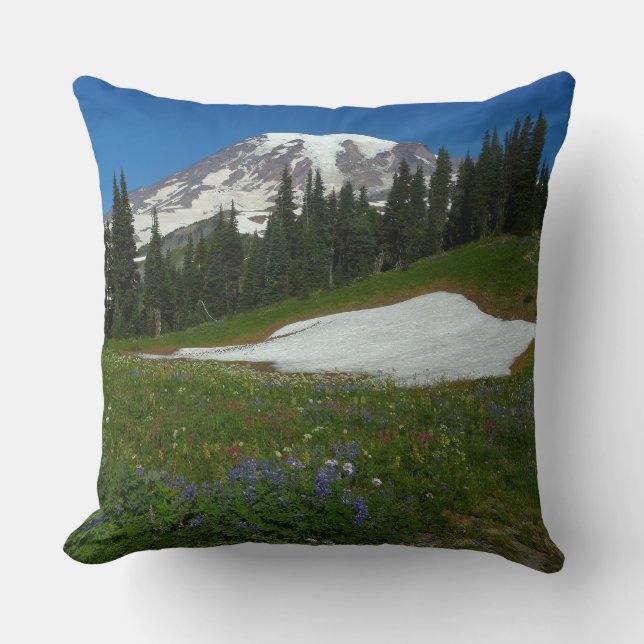 Berg Rainier, Wildblumen und Schnee Kissen (Vorderseite)