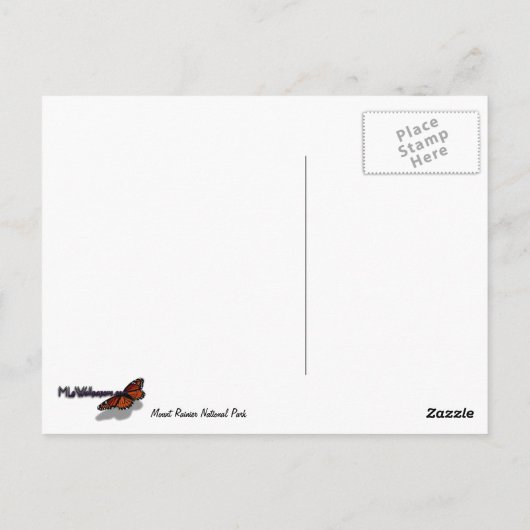 Berg Rainier, Wildblumen und Schnee Postkarte (Rückseite)