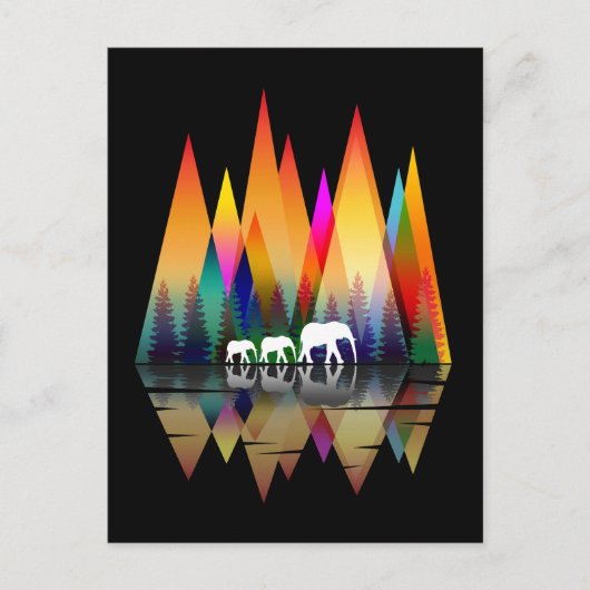 BERG REGENBOGEN ELEFANT POSTKARTE (Vorderseite)