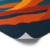 Berg Retrolandschaft Abbildung rot blau Poster (Ecke)