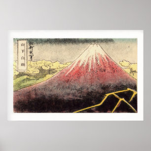 Berg Roter Gipfel Wolken Vintage-Streichholzschach Poster