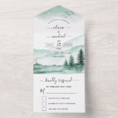 Berg Rustikale Wasserfarbenwelt UAWG All In One Einladung (Innen Boden)