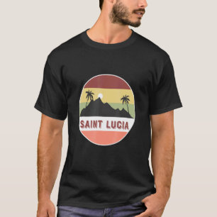 Berg Saint Lucia und Palmen T-Shirt