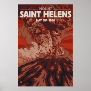 Berg St. Helens - Explosion - Reiseplakat Poster