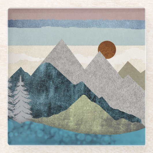 Berg Streifen Sky Glasuntersetzer (Vorderseite)