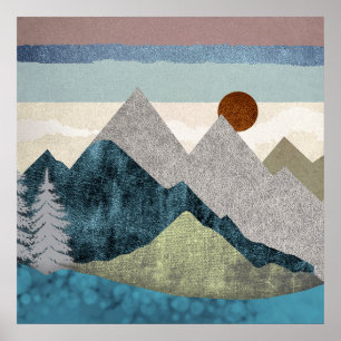 Berg Streifen Sky Poster