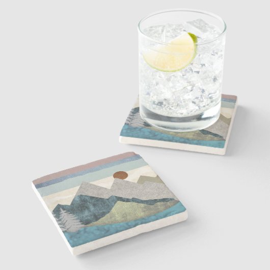 Berg Streifen Sky Steinuntersetzer (Seitenansicht)