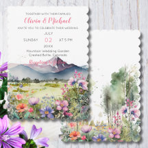 Berg-Thymian-Wildblumen-Hochzeitseinladung