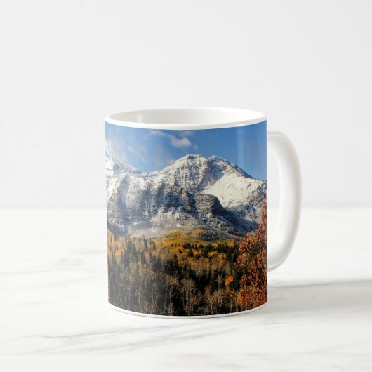 Berg Timpanogos in Herbst-Utah-Bergen Kaffeetasse (VorderseiteRechts)