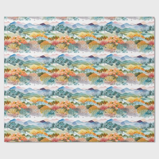 Berg- und Baumlandschaft Geschenkpapier (Flach)