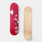 Berg- und Blume im japanischen Stil Skateboard (Vorderseite)