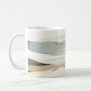 Berg und goldene Linien Kunst Hintergrund. Orienta Kaffeetasse