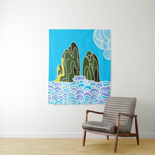 Berg- und Meeresmittel (50" x 60") Tapestry Wandteppich (Beispiel)