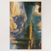 Berg und See bei Sonnenuntergang Puzzle (Vertikal)