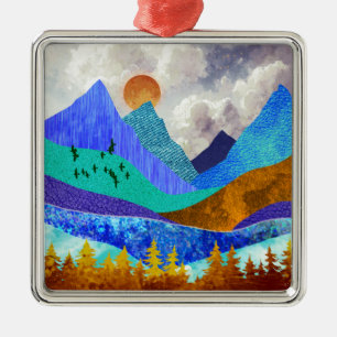 Berg Vista Ornament Aus Metall