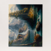 Berg, Wasserfall, See, Landschaftlich Puzzle (Vertikal)