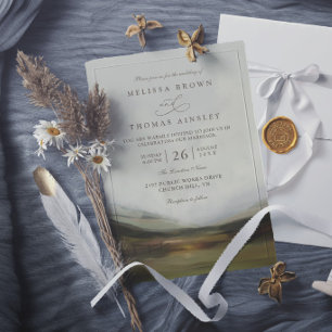 Berg-Western-Tal-Rustikale elegante Hochzeit Einladung