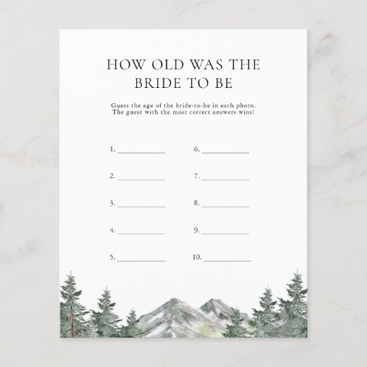 Berg, wie alt die Braut war, um Spielkarten zu sei (Vorderseite)