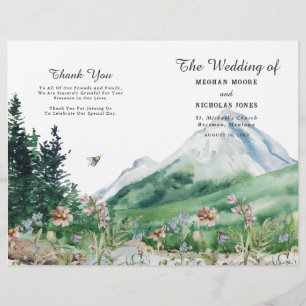 Berg-Wildblume Gefaltetes Hochzeitsprogramm