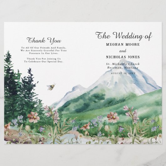 Berg-Wildblume | Gefaltetes Hochzeitsprogramm (Vorderseite)