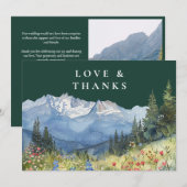 Berg-Wildblume Smaragdgrüne Hochzeitsfotografie Dankeskarte (Vorne/Hinten)