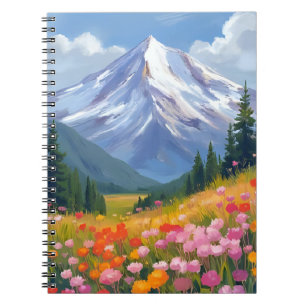 Berg-Wildblumen-Aquarell-Landschaft Notizblock