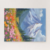 Berg-Wildblumen-Aquarell-Landschaft Puzzle (Horizontal)