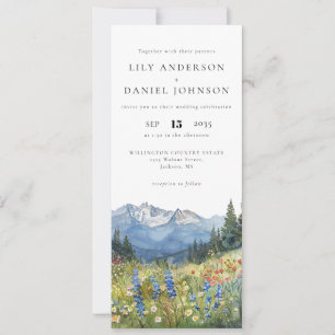 Berg-Wildblumen-Blumen-Hochzeit Alles in Einem Einladung