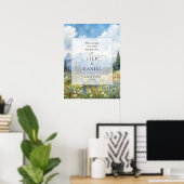 Berg-Wildblumen-Blumen-Hochzeit-Willkommensschild Poster (Heimbüro)