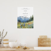 Berg-Wildblumen-Blumen-Hochzeits-Willkommensschild Poster (Küche)