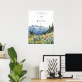 Berg-Wildblumen-Blumen-Hochzeits-Willkommensschild Poster (Heimbüro)