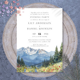 Berg-Wildblumen-Blumen-Hochzeitsabendparty Einladung